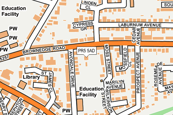 PR5 5AD map - OS OpenMap – Local (Ordnance Survey)