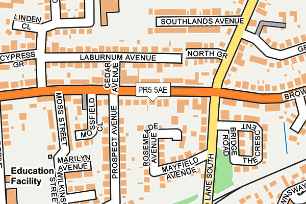 PR5 5AE map - OS OpenMap – Local (Ordnance Survey)