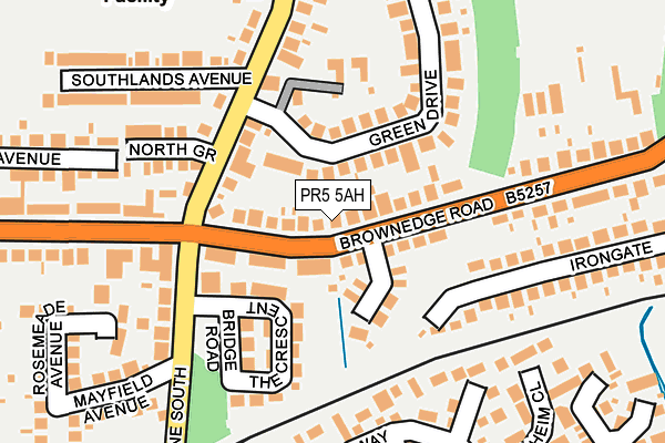 PR5 5AH map - OS OpenMap – Local (Ordnance Survey)