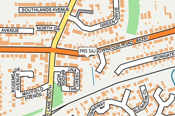 PR5 5AJ map - OS OpenMap – Local (Ordnance Survey)