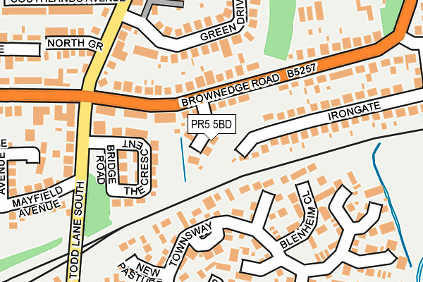 PR5 5BD map - OS OpenMap – Local (Ordnance Survey)
