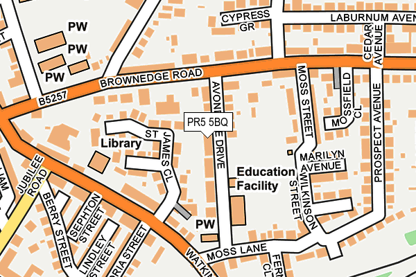 PR5 5BQ map - OS OpenMap – Local (Ordnance Survey)