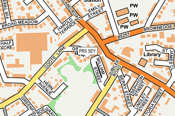 PR5 5EY map - OS OpenMap – Local (Ordnance Survey)