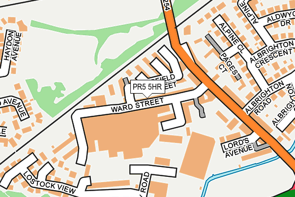 PR5 5HR map - OS OpenMap – Local (Ordnance Survey)