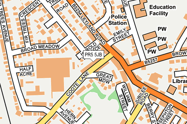 PR5 5JB map - OS OpenMap – Local (Ordnance Survey)