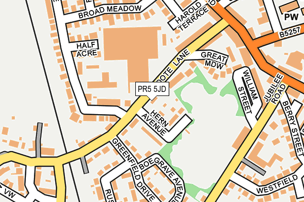 PR5 5JD map - OS OpenMap – Local (Ordnance Survey)