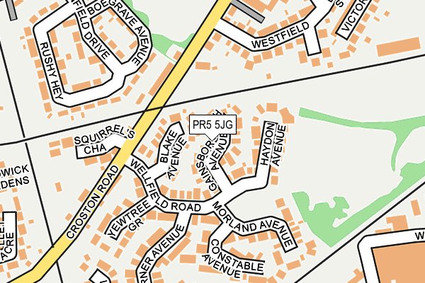 PR5 5JG map - OS OpenMap – Local (Ordnance Survey)