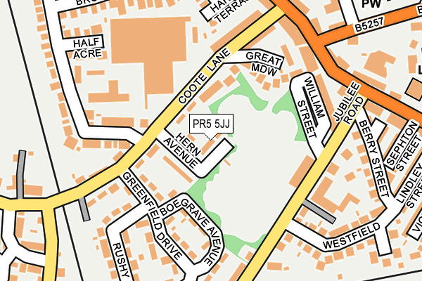 PR5 5JJ map - OS OpenMap – Local (Ordnance Survey)