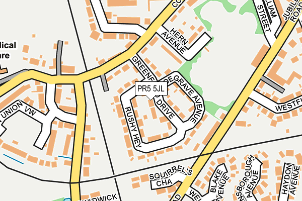 PR5 5JL map - OS OpenMap – Local (Ordnance Survey)