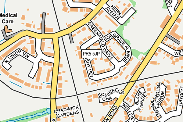 PR5 5JP map - OS OpenMap – Local (Ordnance Survey)