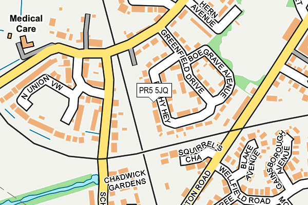 PR5 5JQ map - OS OpenMap – Local (Ordnance Survey)
