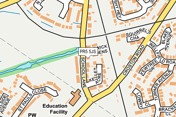 PR5 5JS map - OS OpenMap – Local (Ordnance Survey)