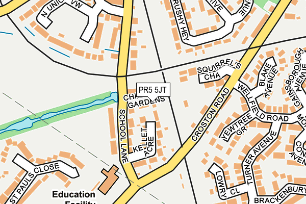 PR5 5JT map - OS OpenMap – Local (Ordnance Survey)