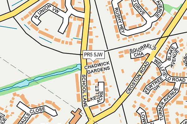 PR5 5JW map - OS OpenMap – Local (Ordnance Survey)