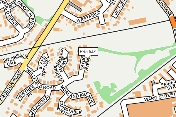 PR5 5JZ map - OS OpenMap – Local (Ordnance Survey)