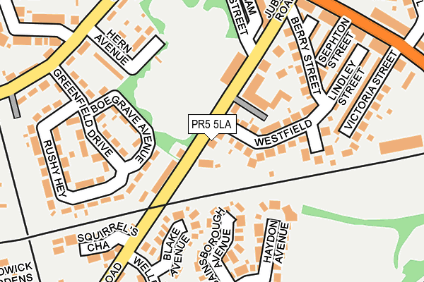 PR5 5LA map - OS OpenMap – Local (Ordnance Survey)