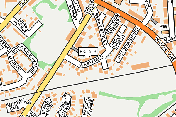 PR5 5LB map - OS OpenMap – Local (Ordnance Survey)