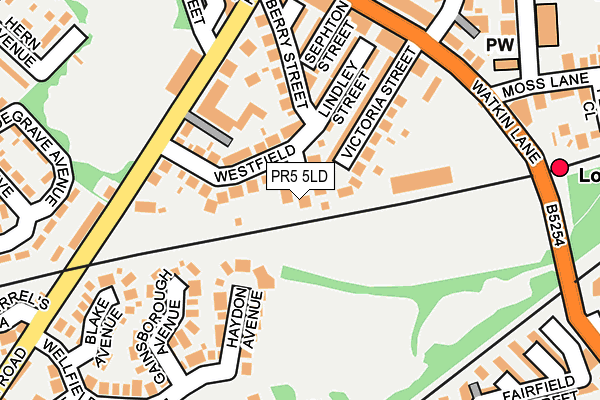 PR5 5LD map - OS OpenMap – Local (Ordnance Survey)