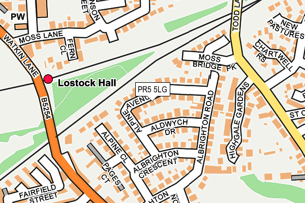 PR5 5LG map - OS OpenMap – Local (Ordnance Survey)