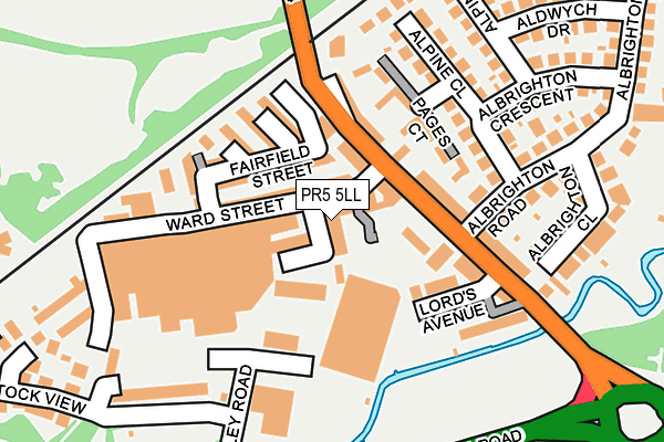 PR5 5LL map - OS OpenMap – Local (Ordnance Survey)