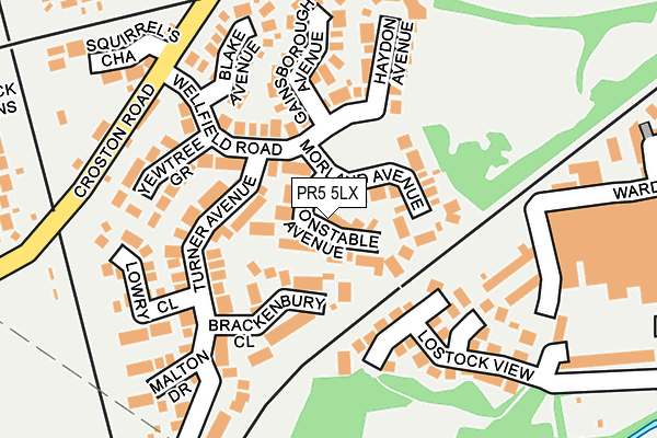 PR5 5LX map - OS OpenMap – Local (Ordnance Survey)
