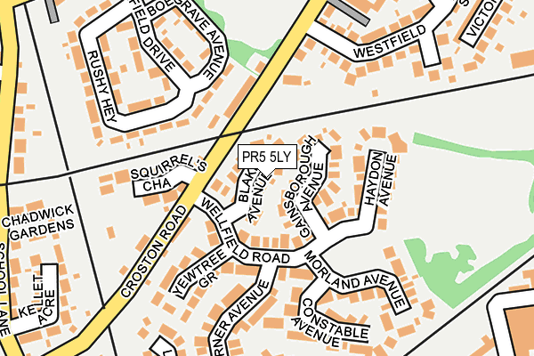 PR5 5LY map - OS OpenMap – Local (Ordnance Survey)