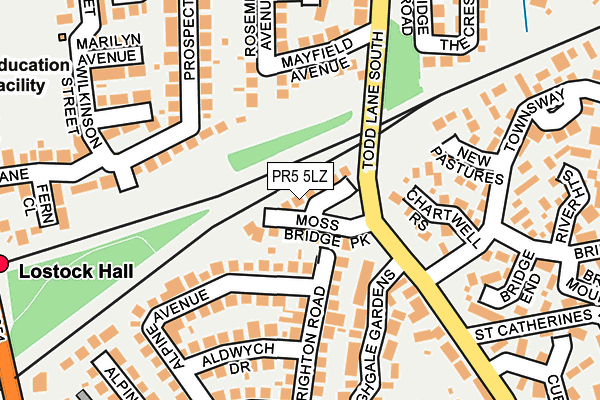 PR5 5LZ map - OS OpenMap – Local (Ordnance Survey)
