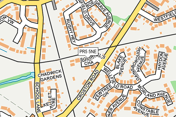 PR5 5NE map - OS OpenMap – Local (Ordnance Survey)