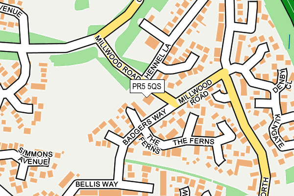 PR5 5QS map - OS OpenMap – Local (Ordnance Survey)
