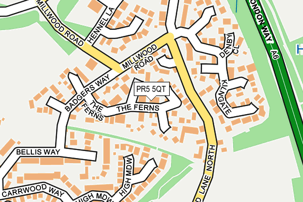 PR5 5QT map - OS OpenMap – Local (Ordnance Survey)