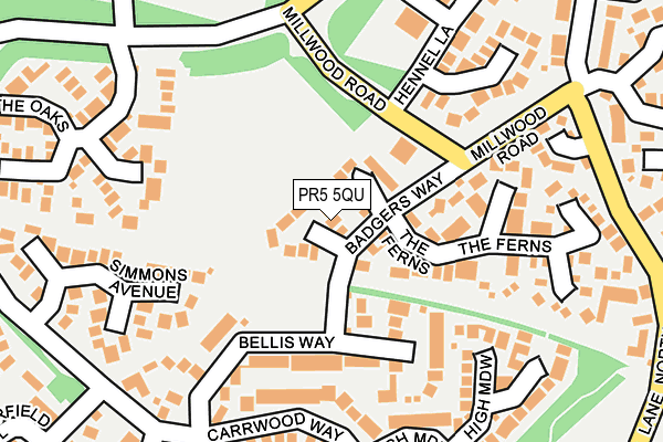 PR5 5QU map - OS OpenMap – Local (Ordnance Survey)