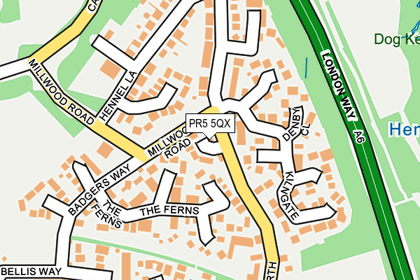 PR5 5QX map - OS OpenMap – Local (Ordnance Survey)