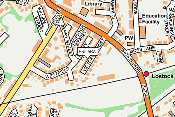 PR5 5RA map - OS OpenMap – Local (Ordnance Survey)