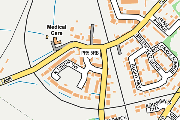 PR5 5RB map - OS OpenMap – Local (Ordnance Survey)