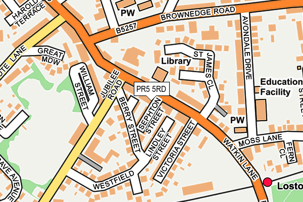 PR5 5RD map - OS OpenMap – Local (Ordnance Survey)