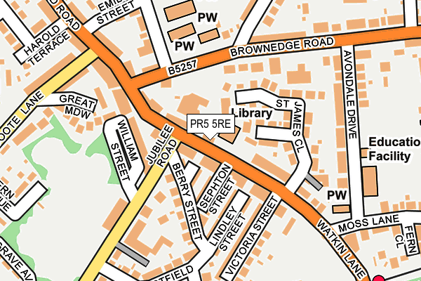 PR5 5RE map - OS OpenMap – Local (Ordnance Survey)