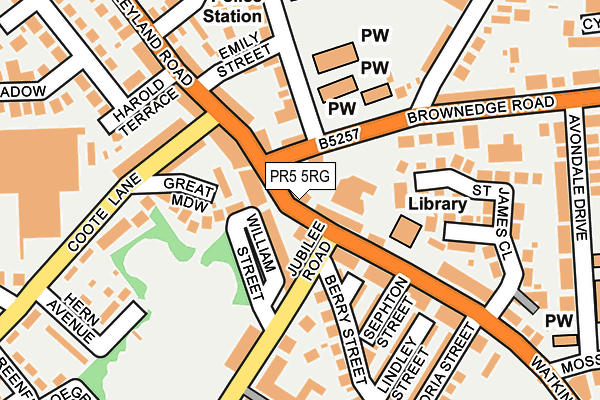 PR5 5RG map - OS OpenMap – Local (Ordnance Survey)