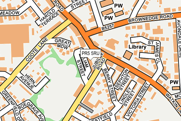 PR5 5RU map - OS OpenMap – Local (Ordnance Survey)