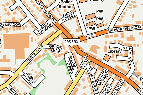 PR5 5RX map - OS OpenMap – Local (Ordnance Survey)