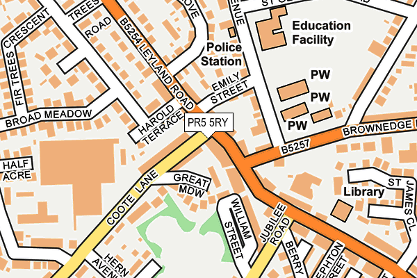 PR5 5RY map - OS OpenMap – Local (Ordnance Survey)