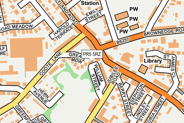 PR5 5RZ map - OS OpenMap – Local (Ordnance Survey)