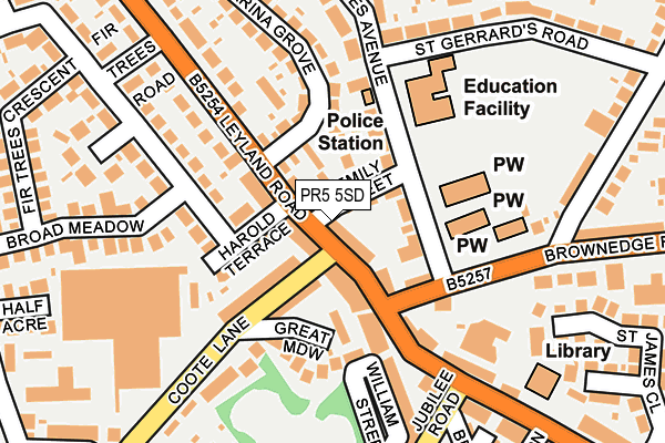 PR5 5SD map - OS OpenMap – Local (Ordnance Survey)
