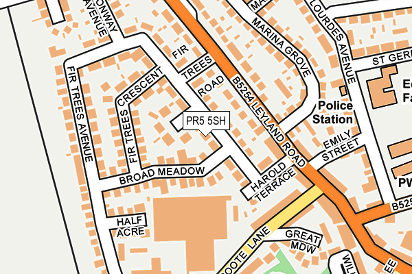 PR5 5SH map - OS OpenMap – Local (Ordnance Survey)