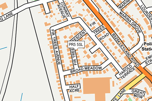 PR5 5SL map - OS OpenMap – Local (Ordnance Survey)