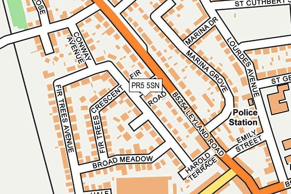 PR5 5SN map - OS OpenMap – Local (Ordnance Survey)