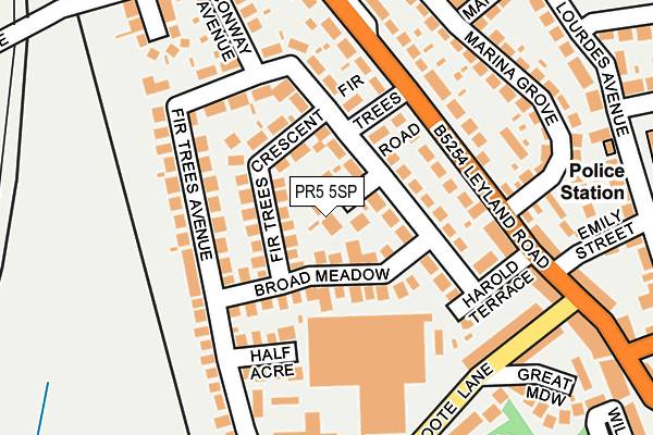 PR5 5SP map - OS OpenMap – Local (Ordnance Survey)