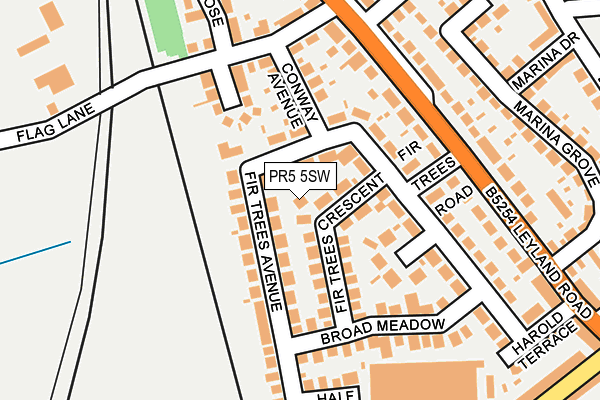 PR5 5SW map - OS OpenMap – Local (Ordnance Survey)