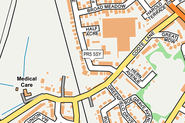 PR5 5SY map - OS OpenMap – Local (Ordnance Survey)