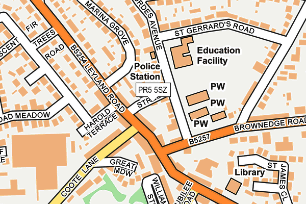 PR5 5SZ map - OS OpenMap – Local (Ordnance Survey)