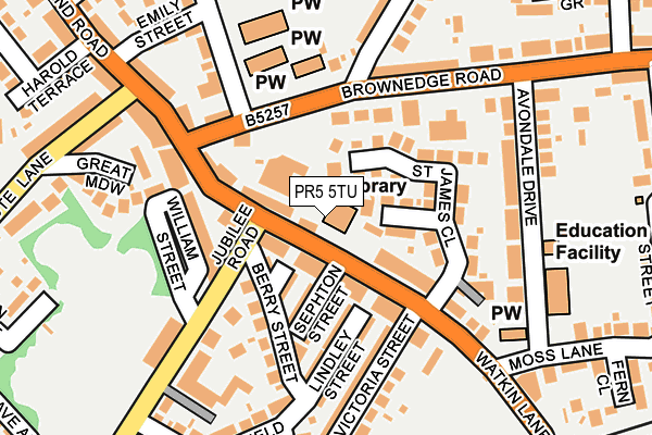 PR5 5TU map - OS OpenMap – Local (Ordnance Survey)
